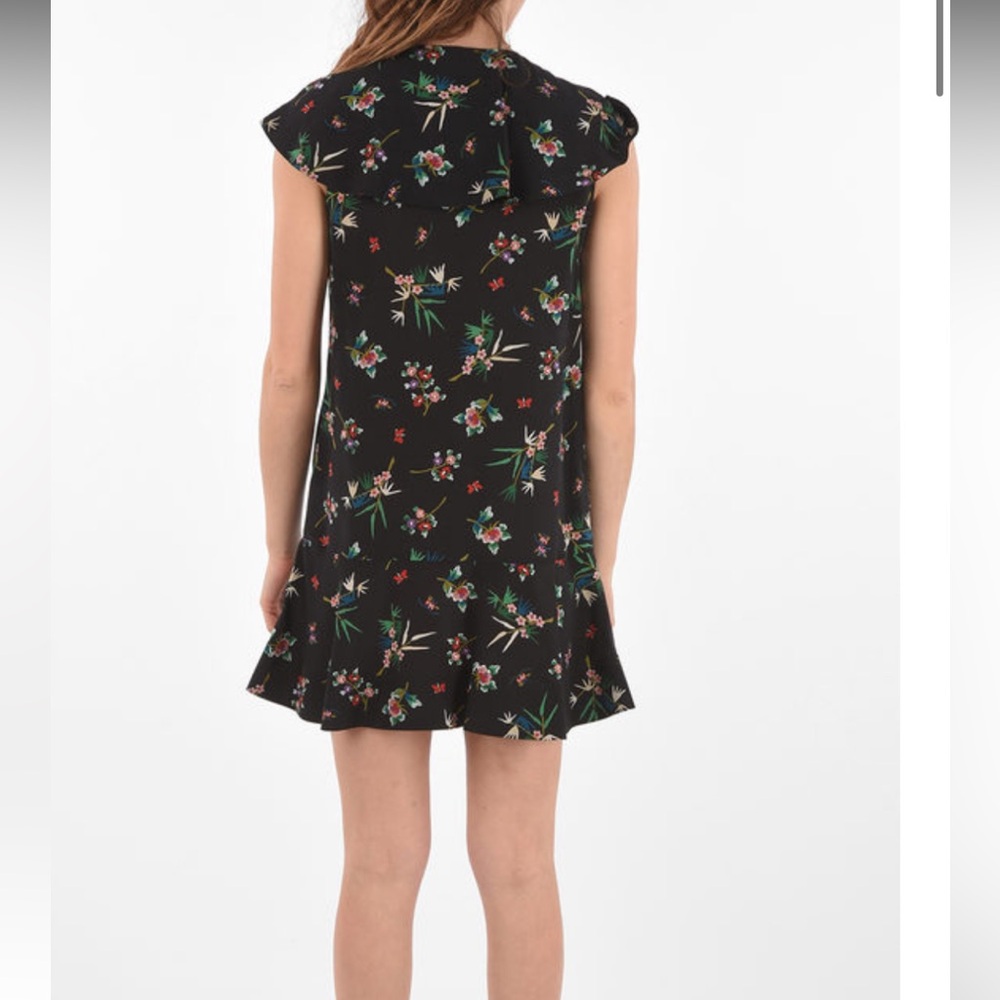RED VALENTINO CAPE-SLEEVED Black Floral Bouquet Dress Silk Dress - Picture 3 of 10
